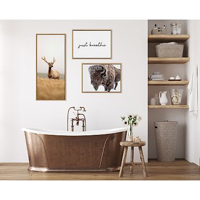 Sylvie Bison in Snow Framed Canvas by Amy Peterson Art Studio