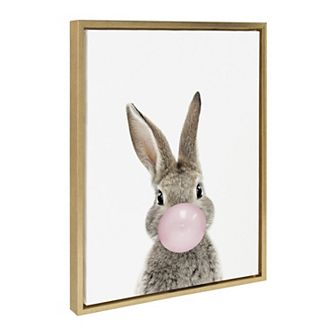 Sylvie Bubble Gum Bunny Framed Canvas by Amy Peterson Art Studio