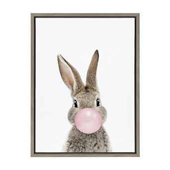Sylvie Bubble Gum Bunny Framed Canvas by Amy Peterson Art Studio
