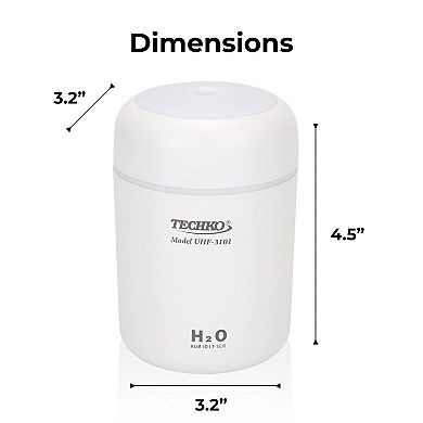 Techko Mini 350ml Fine-Mist Humidifier with Colorful LED Night Light