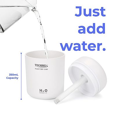 Techko Mini 350ml Fine-Mist Humidifier with Colorful LED Night Light