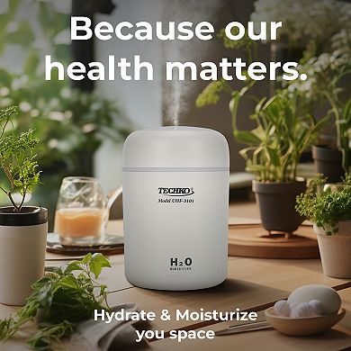 Techko Mini 350ml Fine-Mist Humidifier with Colorful LED Night Light
