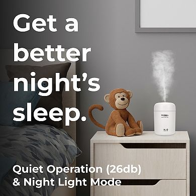 Techko Portable 600ml Fine-Mist Humidifier with LED Night Light