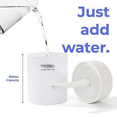 Techko Portable 600ml Fine-Mist Humidifier with LED Night Light