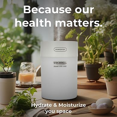 Techko Portable 600ml Fine-Mist Humidifier with LED Night Light