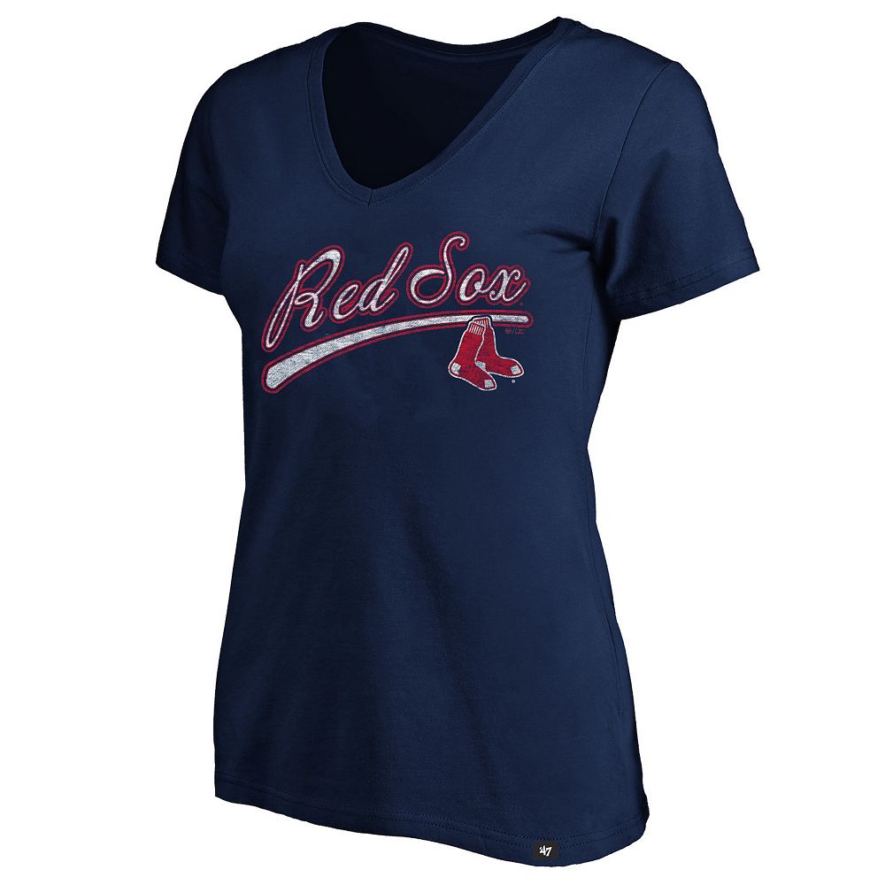 Women's '47 Boston Red Sox Frankie Script Logo Short Sleeve V-Neck ...