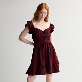 Juniors' Rewind Flutter Strap Skater Dress