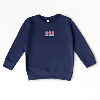 The Juniper Shop Embroidered Be Kind Turning Smiles Toddler Sweatshirt