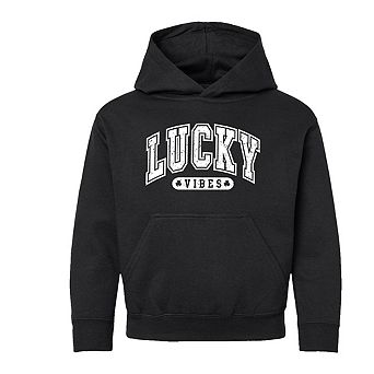 Lucky Vibes Distressed Youth Graphic Hoodie
