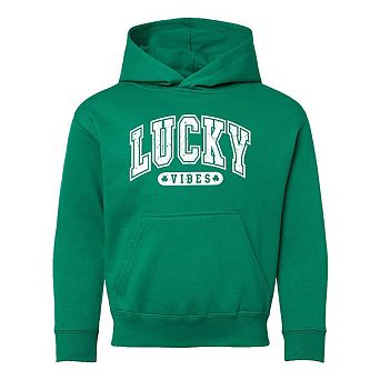 Lucky Vibes Distressed Youth Graphic Hoodie