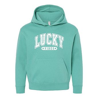Lucky Vibes Distressed Youth Graphic Hoodie