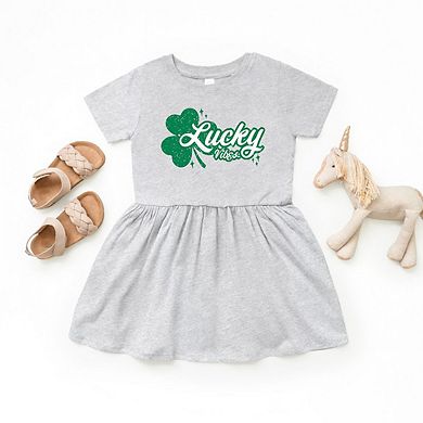 Lucky Vibes Clover Toddler Girl Dress