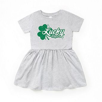 Lucky Vibes Clover Toddler Girl Dress