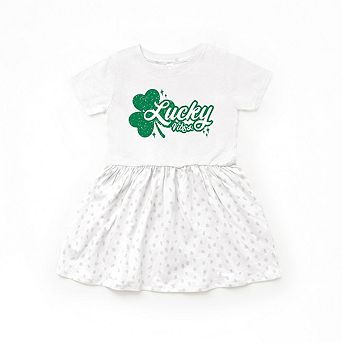 Lucky Vibes Clover Toddler Girl Dress