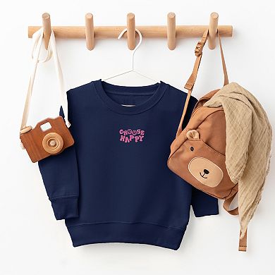 The Juniper Shop Embroidered Choose Happy Smiley Face Toddler Sweatshirt