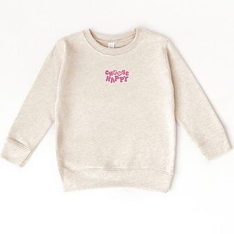 The Juniper Shop Embroidered Choose Happy Smiley Face Toddler Sweatshirt