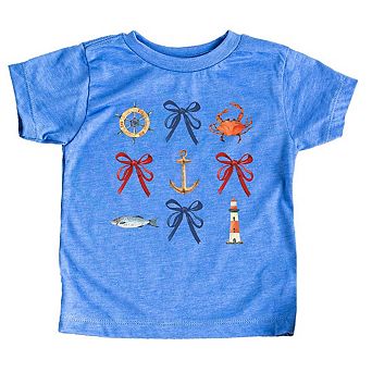 The Juniper Shop Coquette Nautical Collage Toddler Short Sleeve Tee