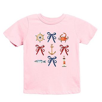 The Juniper Shop Coquette Nautical Collage Toddler Short Sleeve Tee