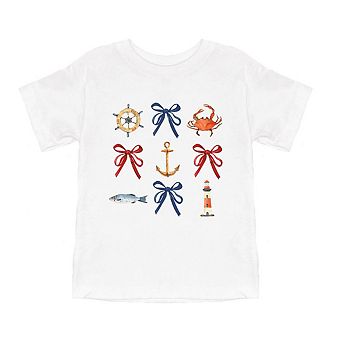 The Juniper Shop Coquette Nautical Collage Toddler Short Sleeve Tee
