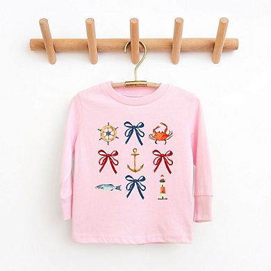 The Juniper Shop Coquette Nautical Collage Toddler Long Sleeve Tee