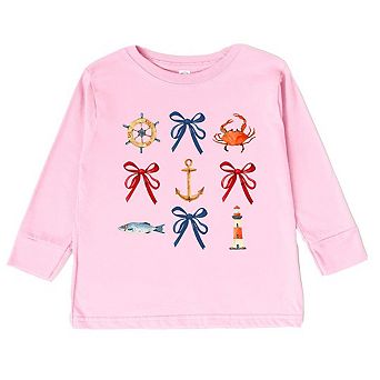 The Juniper Shop Coquette Nautical Collage Toddler Long Sleeve Tee