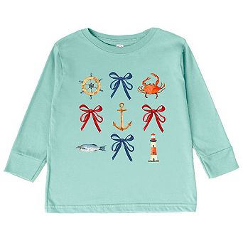 The Juniper Shop Coquette Nautical Collage Toddler Long Sleeve Tee