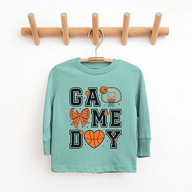 The Juniper Shop Basketball Game Day Coquette Toddler Long Sleeve Tee