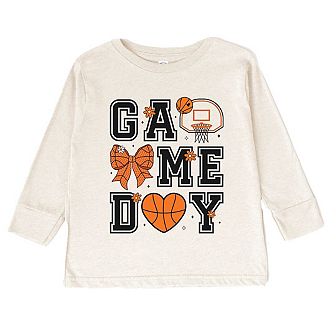 Basketball Game Day Coquette Toddler Long Sleeve Graphic Tee
