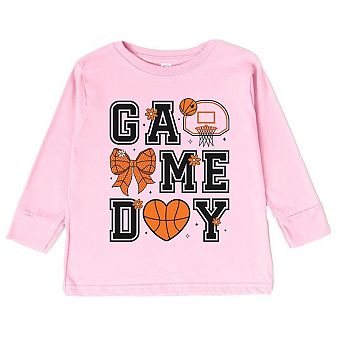 The Juniper Shop Basketball Game Day Coquette Toddler Long Sleeve Tee