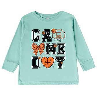 The Juniper Shop Basketball Game Day Coquette Toddler Long Sleeve Tee