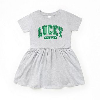 Lucky Vibes Distressed Toddler Girl Dress