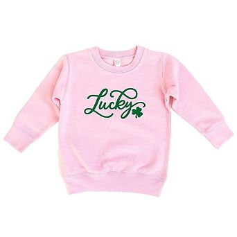 Cursive Lucky Clover Youth Ultra-Soft Graphic Sweatshirt