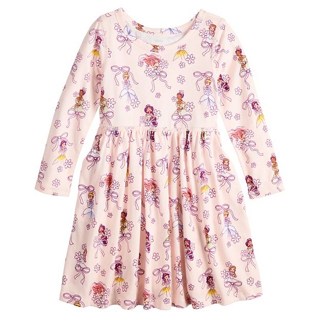 Toddler & Girls 4-12 Jumping Beans Disney Princesses Sensory Adaptive Long  Sleeve Dress