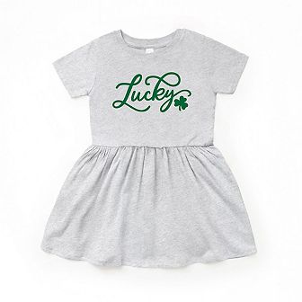 Cursive Lucky Clover Toddler Girl Dress