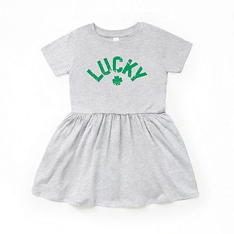 Lucky Arched Distressed Toddler Girl Dress