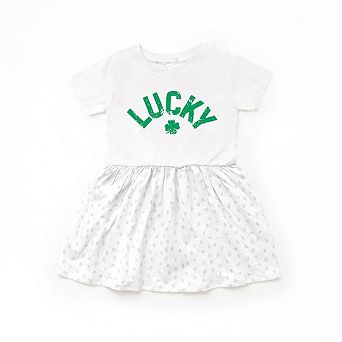 Lucky Arched Distressed Toddler Girl Dress