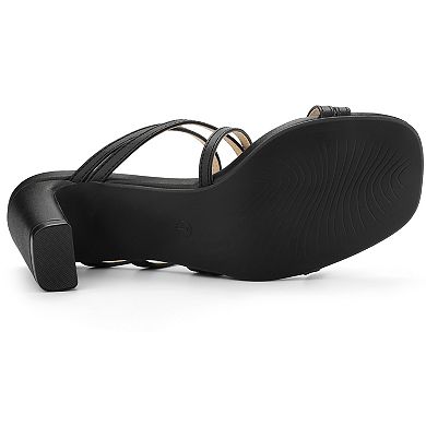 Women's Slip On Crisscross Strap Block Heels Sandals