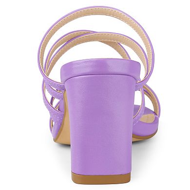 Women's Slip On Crisscross Strap Block Heels Sandals