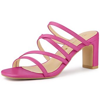 Women's Slip On Crisscross Strap Block Heels Sandals