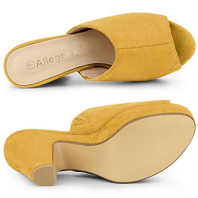 Women's Open Toe Platform Chunky Heel Slides Sandals