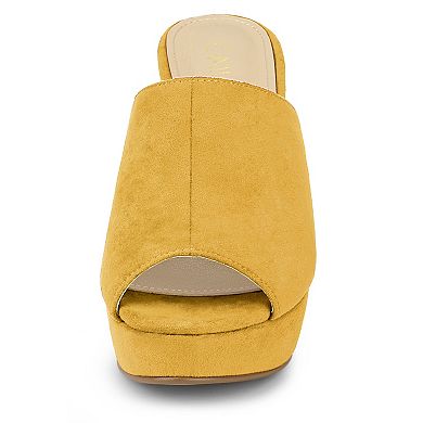 Women's Open Toe Platform Chunky Heel Slides Sandals