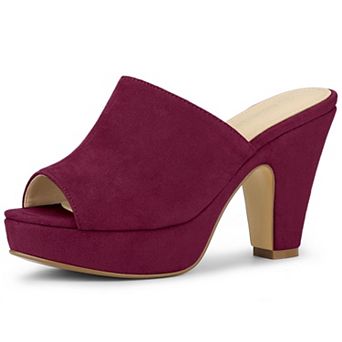 Women's Open Toe Platform Chunky Heel Slides Sandals