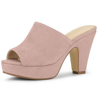 Women's Open Toe Platform Chunky Heel Slides Sandals