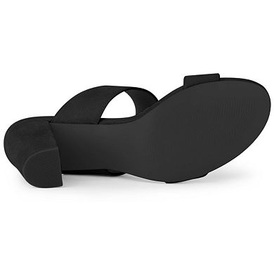 Women's Opened Toe Block Heeled Slide Sandals