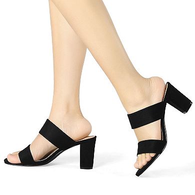 Women's Opened Toe Block Heeled Slide Sandals