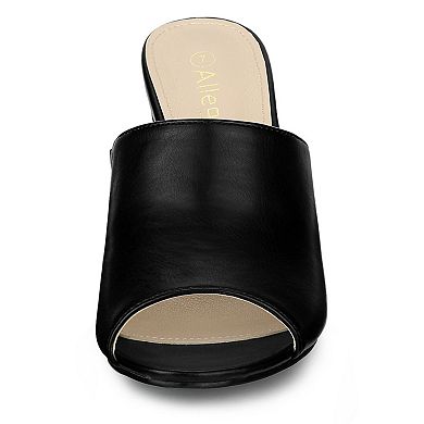 Women's Slip on Block Heel Slide Sandals