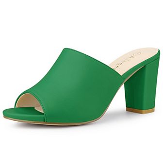 Women's Slip on Block Heel Slide Sandals