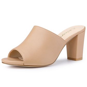 Women's Slip on Block Heel Slide Sandals