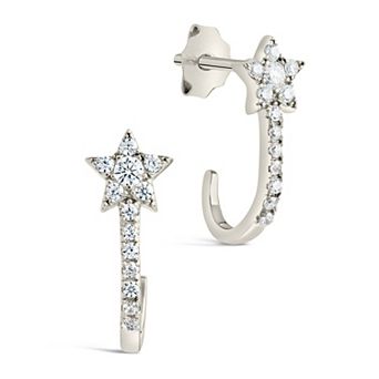 MC Collective Sterling Silver Cubic Zirconia Star Jacket Earrings