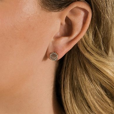 MC Collective Cubic Zirconia Bezel Frame Rose Petal Stud Earrings